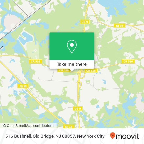 Mapa de 516 Bushnell, Old Bridge, NJ 08857