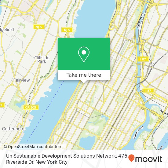 Mapa de Un Sustainable Development Solutions Network, 475 Riverside Dr