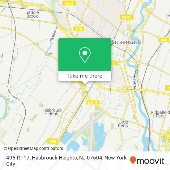Mapa de 496 RT-17, Hasbrouck Heights, NJ 07604