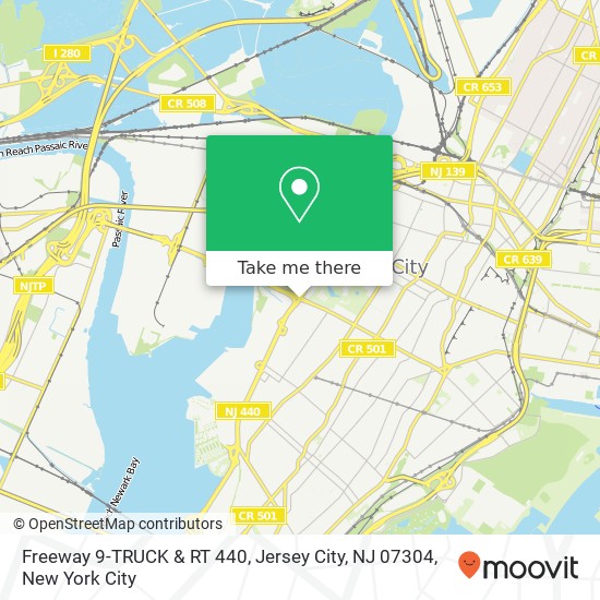 Mapa de Freeway 9-TRUCK & RT 440, Jersey City, NJ 07304