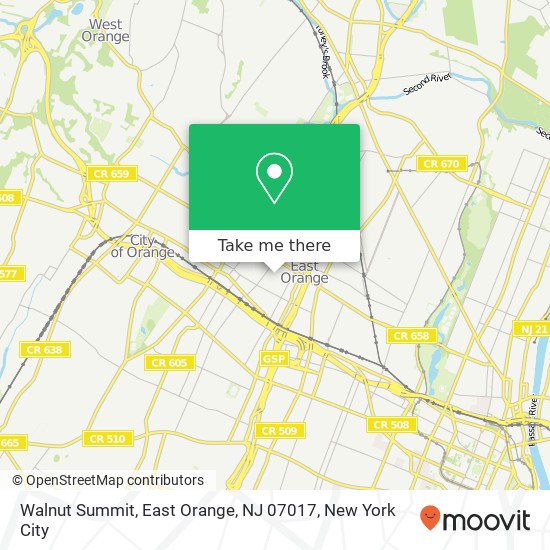 Walnut Summit, East Orange, NJ 07017 map