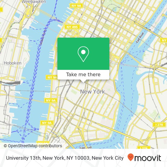 Mapa de University 13th, New York, NY 10003