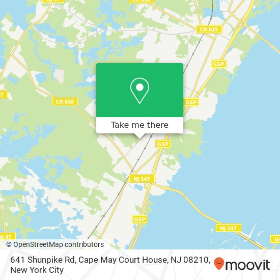 Mapa de 641 Shunpike Rd, Cape May Court House, NJ 08210