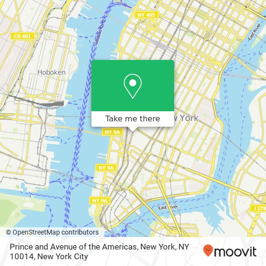 Mapa de Prince and Avenue of the Americas, New York, NY 10014