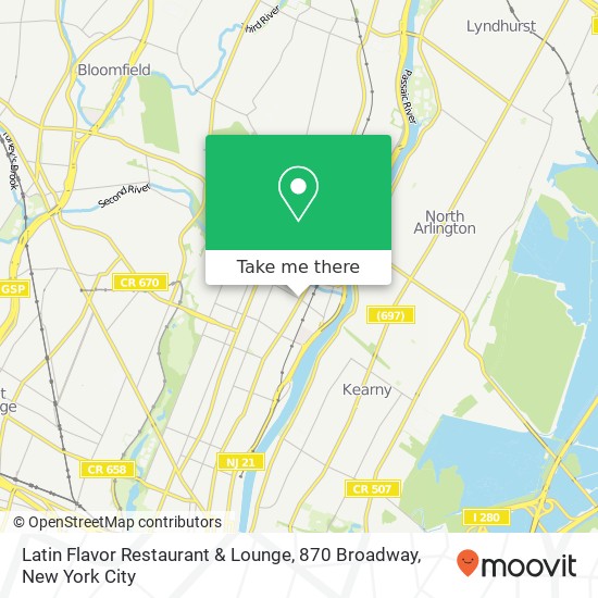 Latin Flavor Restaurant & Lounge, 870 Broadway map