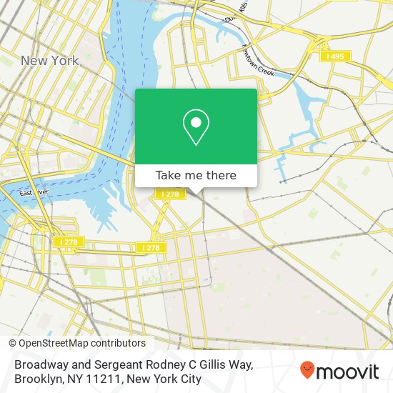 Mapa de Broadway and Sergeant Rodney C Gillis Way, Brooklyn, NY 11211
