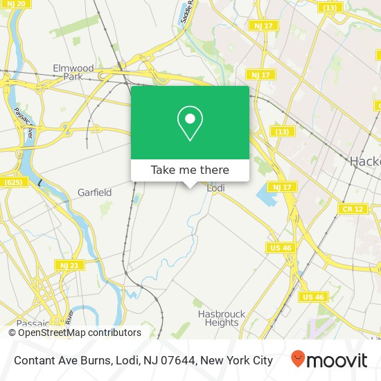 Mapa de Contant Ave Burns, Lodi, NJ 07644