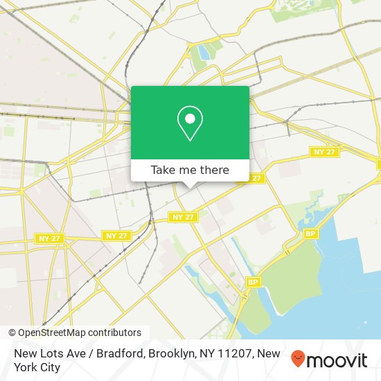 Mapa de New Lots Ave / Bradford, Brooklyn, NY 11207