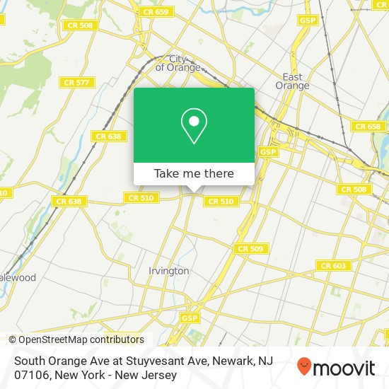 Mapa de South Orange Ave at Stuyvesant Ave, Newark, NJ 07106