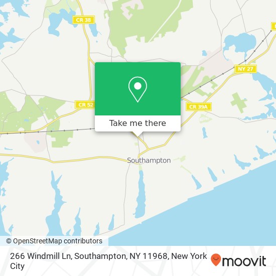 Mapa de 266 Windmill Ln, Southampton, NY 11968