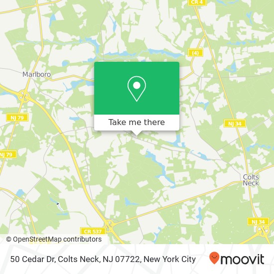 Mapa de 50 Cedar Dr, Colts Neck, NJ 07722