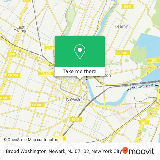Mapa de Broad Washington, Newark, NJ 07102