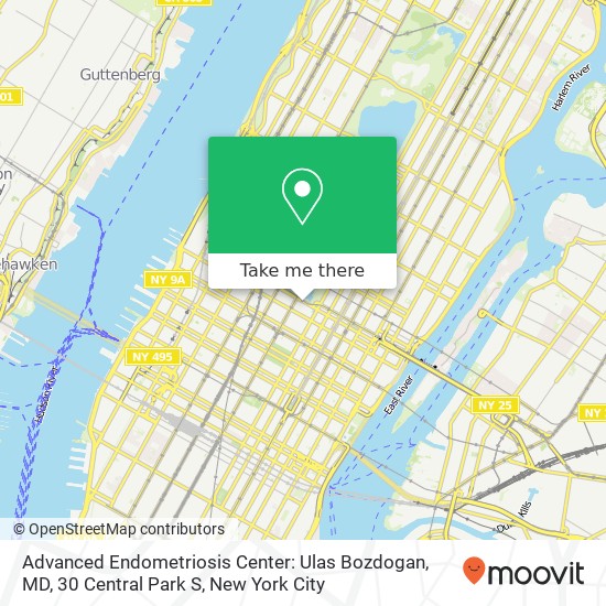 Advanced Endometriosis Center: Ulas Bozdogan, MD, 30 Central Park S map