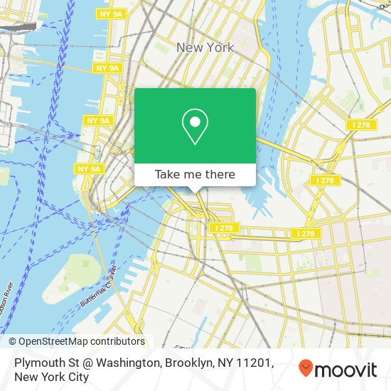 Mapa de Plymouth St @ Washington, Brooklyn, NY 11201