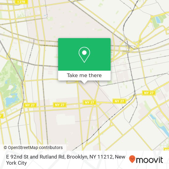 Mapa de E 92nd St and Rutland Rd, Brooklyn, NY 11212