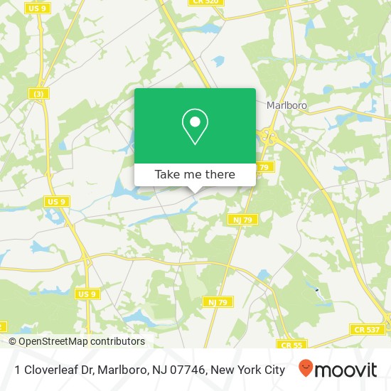 Mapa de 1 Cloverleaf Dr, Marlboro, NJ 07746