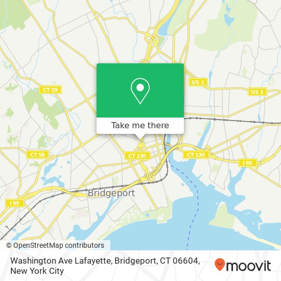 Mapa de Washington Ave Lafayette, Bridgeport, CT 06604