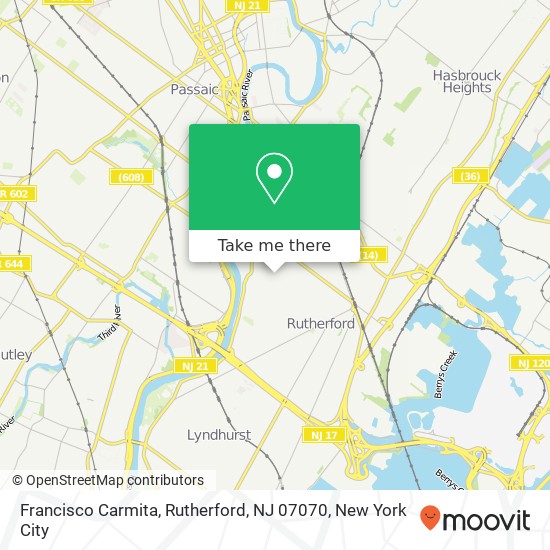 Mapa de Francisco Carmita, Rutherford, NJ 07070