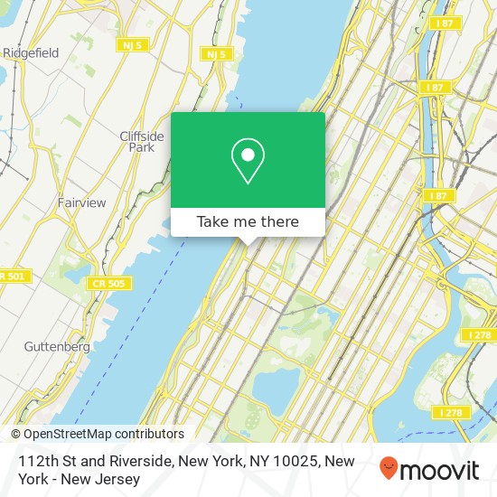 112th St and Riverside, New York, NY 10025 map