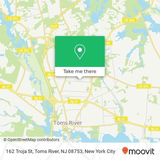 Mapa de 162 Troja St, Toms River, NJ 08753