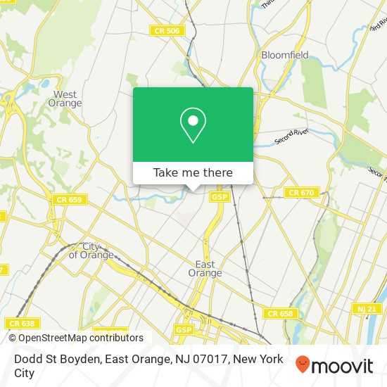 Mapa de Dodd St Boyden, East Orange, NJ 07017