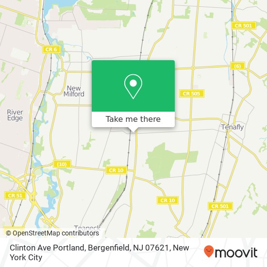 Mapa de Clinton Ave Portland, Bergenfield, NJ 07621