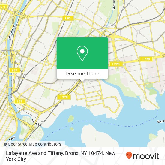 Mapa de Lafayette Ave and Tiffany, Bronx, NY 10474