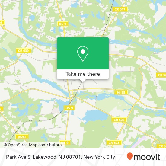 Mapa de Park Ave S, Lakewood, NJ 08701