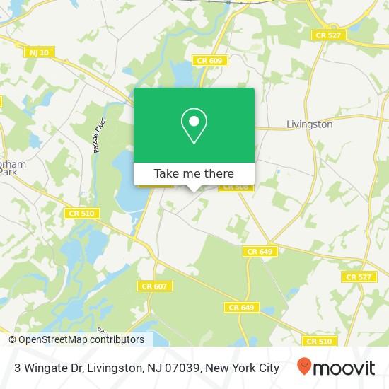 Mapa de 3 Wingate Dr, Livingston, NJ 07039