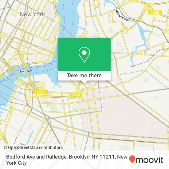 Mapa de Bedford Ave and Rutledge, Brooklyn, NY 11211