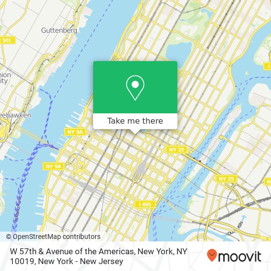 Mapa de W 57th & Avenue of the Americas, New York, NY 10019