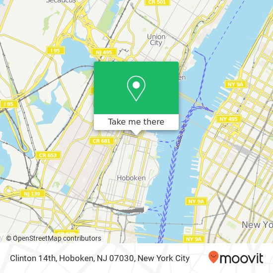 Mapa de Clinton 14th, Hoboken, NJ 07030