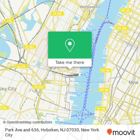 Mapa de Park Ave and 636, Hoboken, NJ 07030