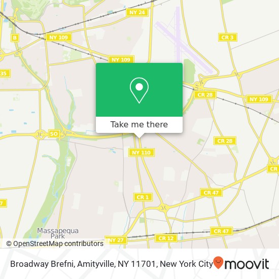 Mapa de Broadway Brefni, Amityville, NY 11701