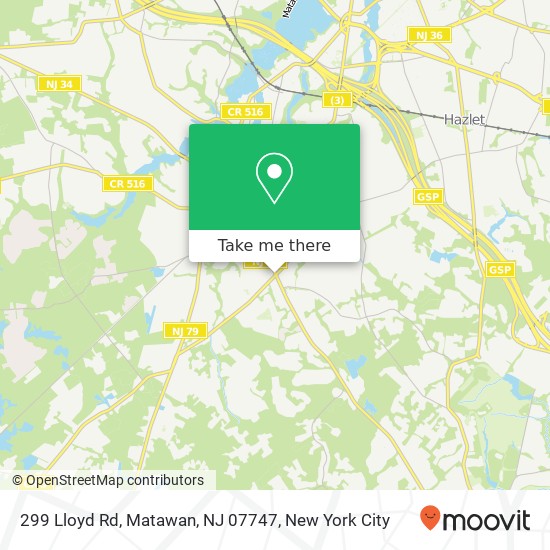 Mapa de 299 Lloyd Rd, Matawan, NJ 07747