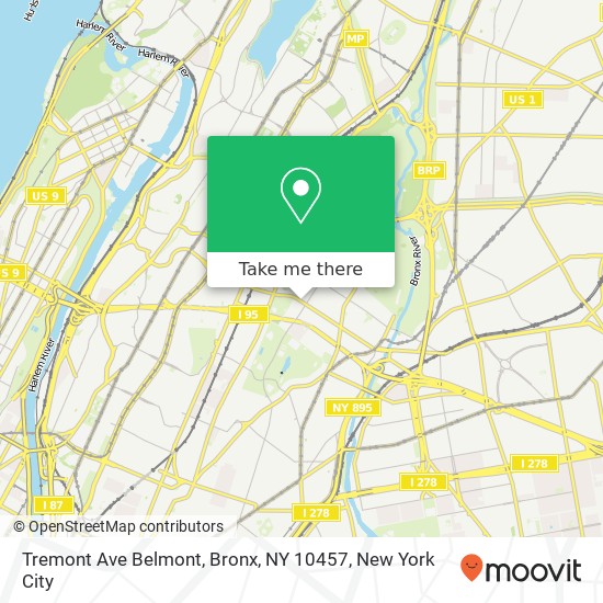 Mapa de Tremont Ave Belmont, Bronx, NY 10457
