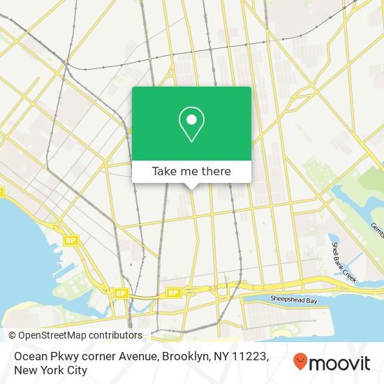 Mapa de Ocean Pkwy corner Avenue, Brooklyn, NY 11223