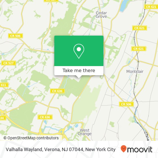 Mapa de Valhalla Wayland, Verona, NJ 07044