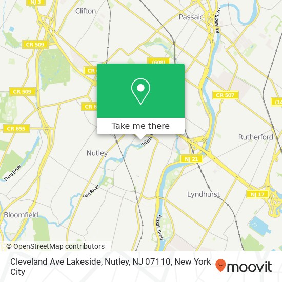 Mapa de Cleveland Ave Lakeside, Nutley, NJ 07110
