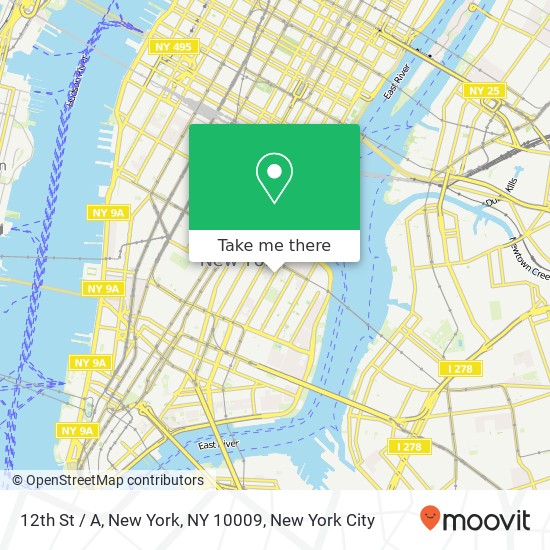 12th St / A, New York, NY 10009 map