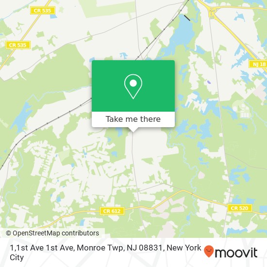 Mapa de 1,1st Ave 1st Ave, Monroe Twp, NJ 08831