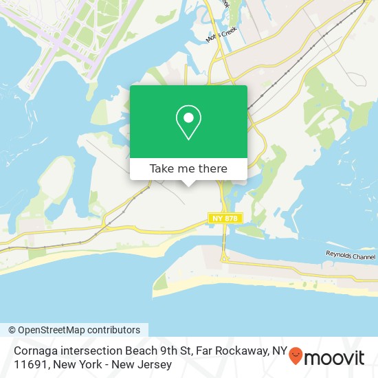 Mapa de Cornaga intersection Beach 9th St, Far Rockaway, NY 11691