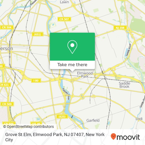 Mapa de Grove St Elm, Elmwood Park, NJ 07407