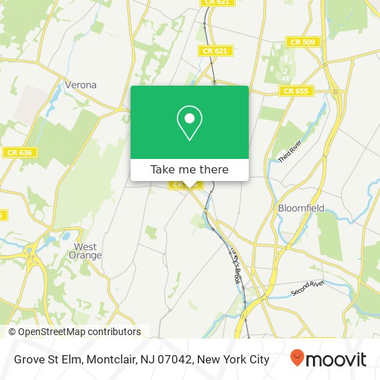 Mapa de Grove St Elm, Montclair, NJ 07042