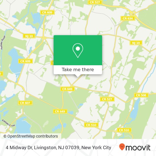 Mapa de 4 Midway Dr, Livingston, NJ 07039
