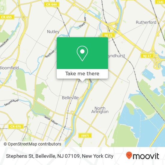 Mapa de Stephens St, Belleville, NJ 07109