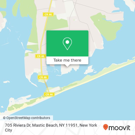 Mapa de 705 Riviera Dr, Mastic Beach, NY 11951
