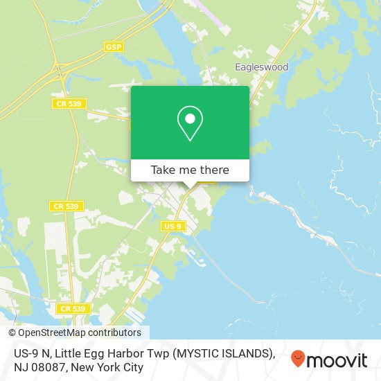 Mapa de US-9 N, Little Egg Harbor Twp (MYSTIC ISLANDS), NJ 08087