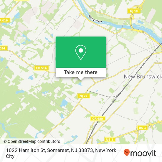 Mapa de 1022 Hamilton St, Somerset, NJ 08873