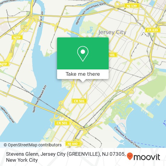 Mapa de Stevens Glenn, Jersey City (GREENVILLE), NJ 07305